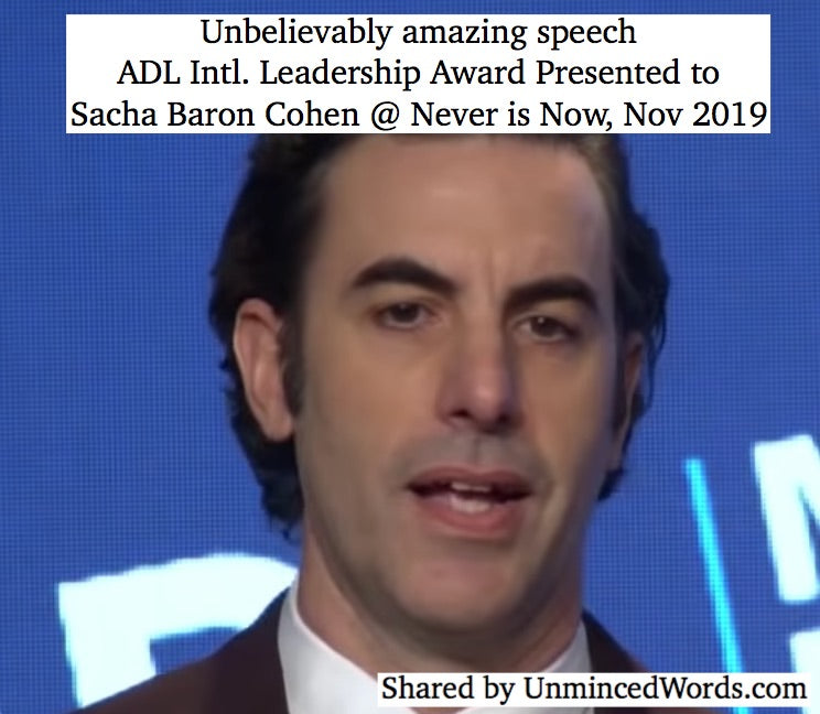 An insanely smart speech by Sacha Baron Cohen