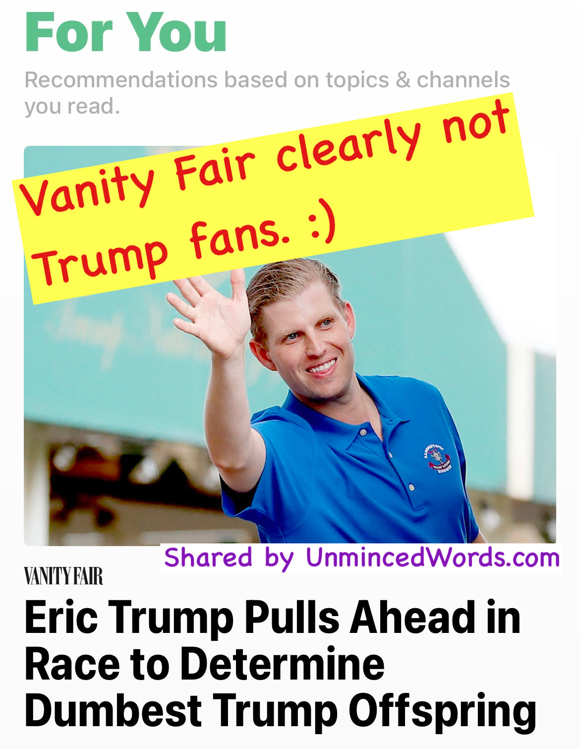 Vanity Fair clearly not Trump fans :)