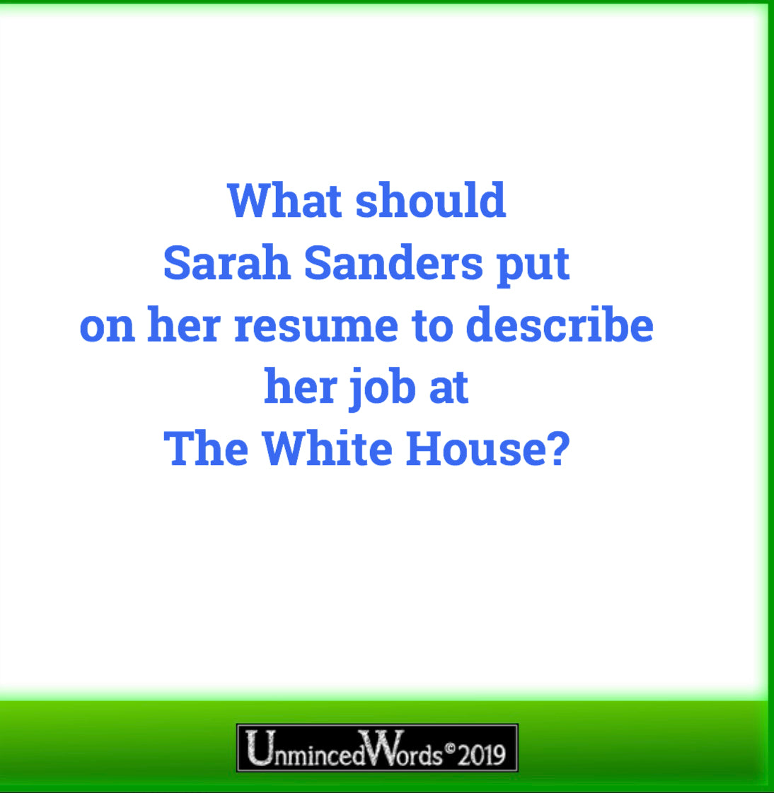 How should Sarah Sanders describe her White House job?