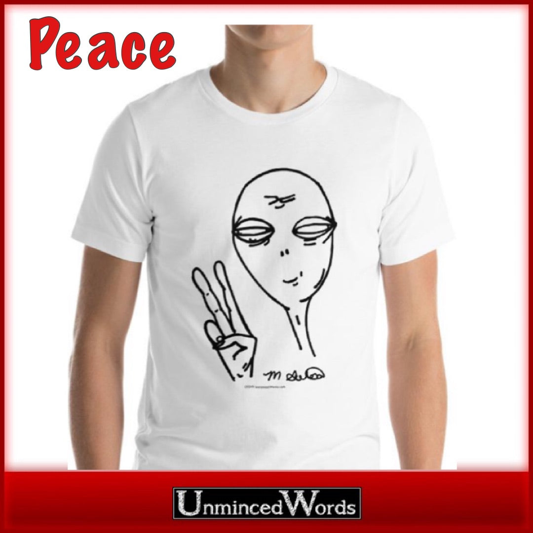 Peaceful alien shirt is out of sight