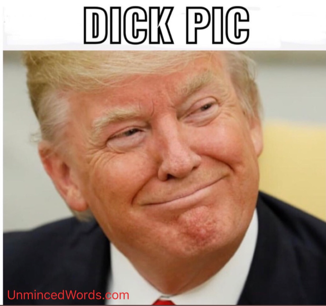 Trump makes foe a true dick pic... UnmincedWords.com is your quarantine buddy.