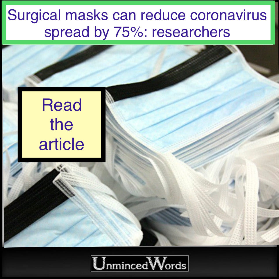 Surgical masks can reduce coronavirus spread by 75 percent: researchers