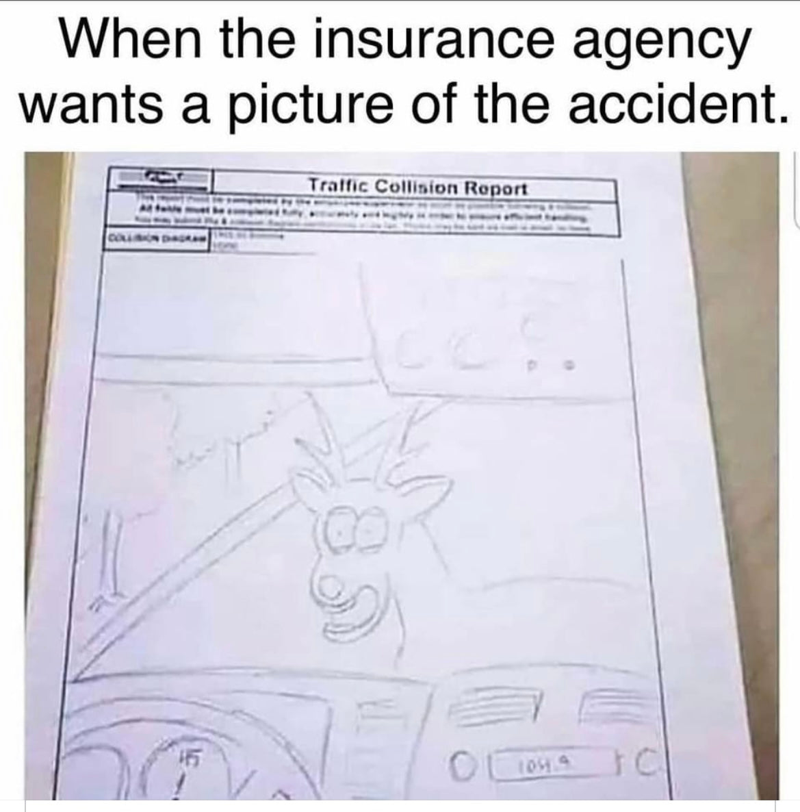 When the insurance company wants a picture of the accident