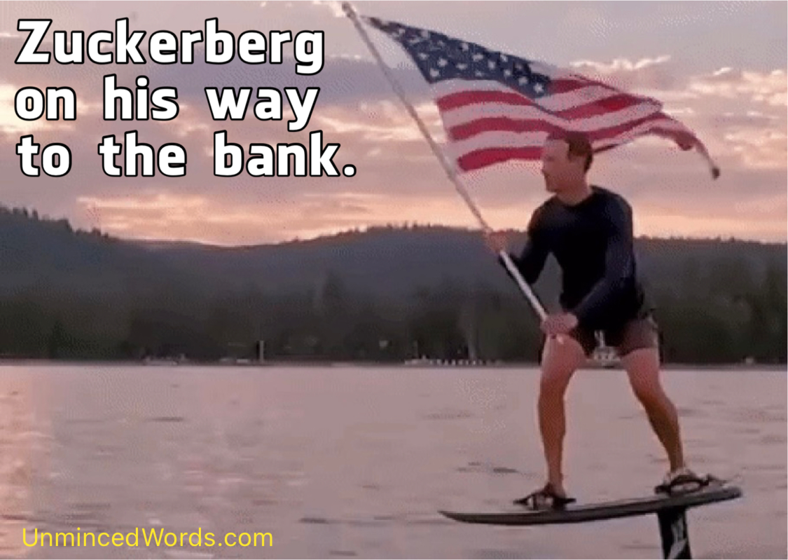 Zuckerberg on his way to the bank.