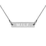 M.I.L.F. - Engraved Silver Bar Chain Necklace - Unminced Words